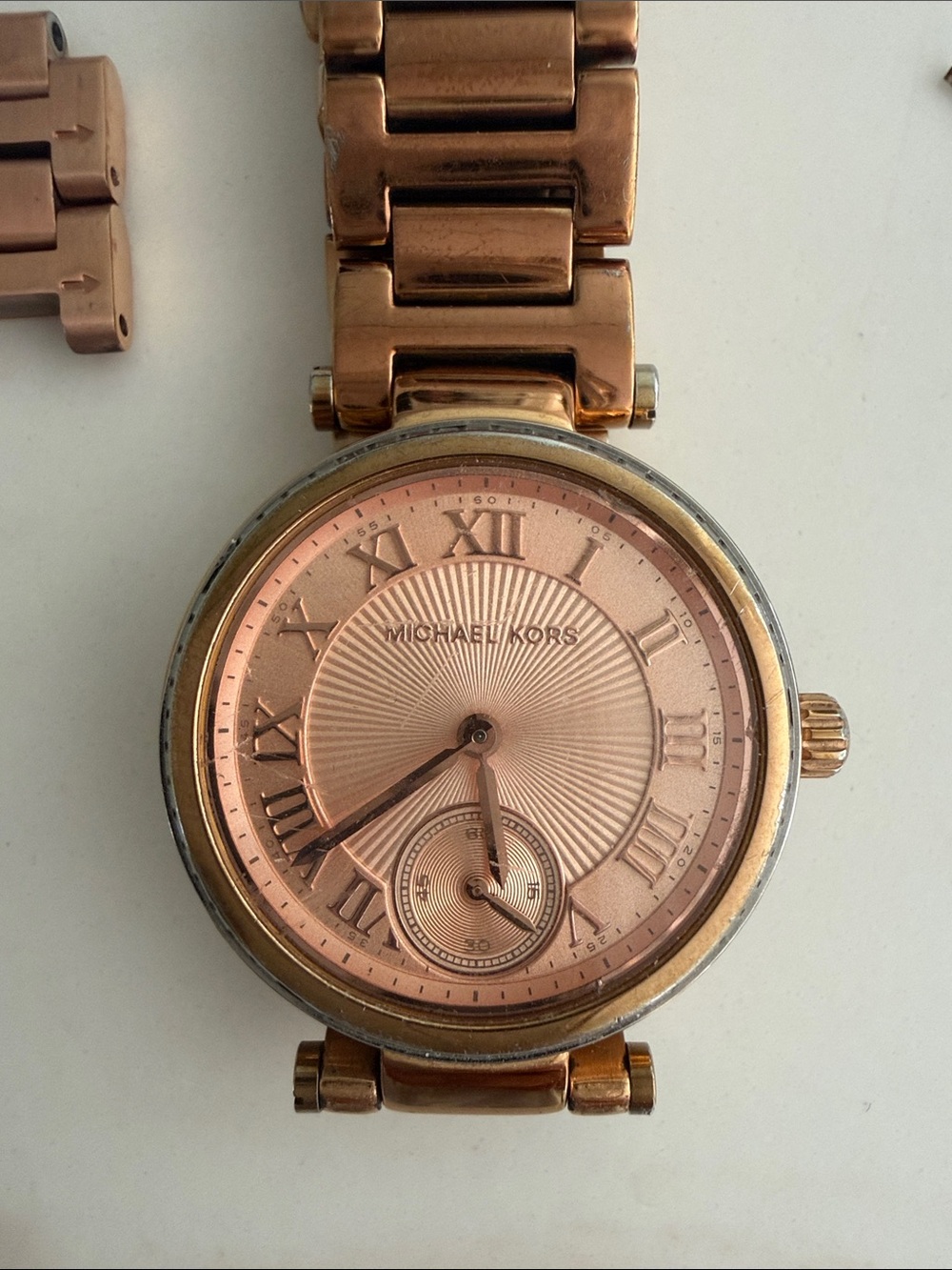 Michael Kors Rose Gold Tone Roman Numeral Bracelet Watch